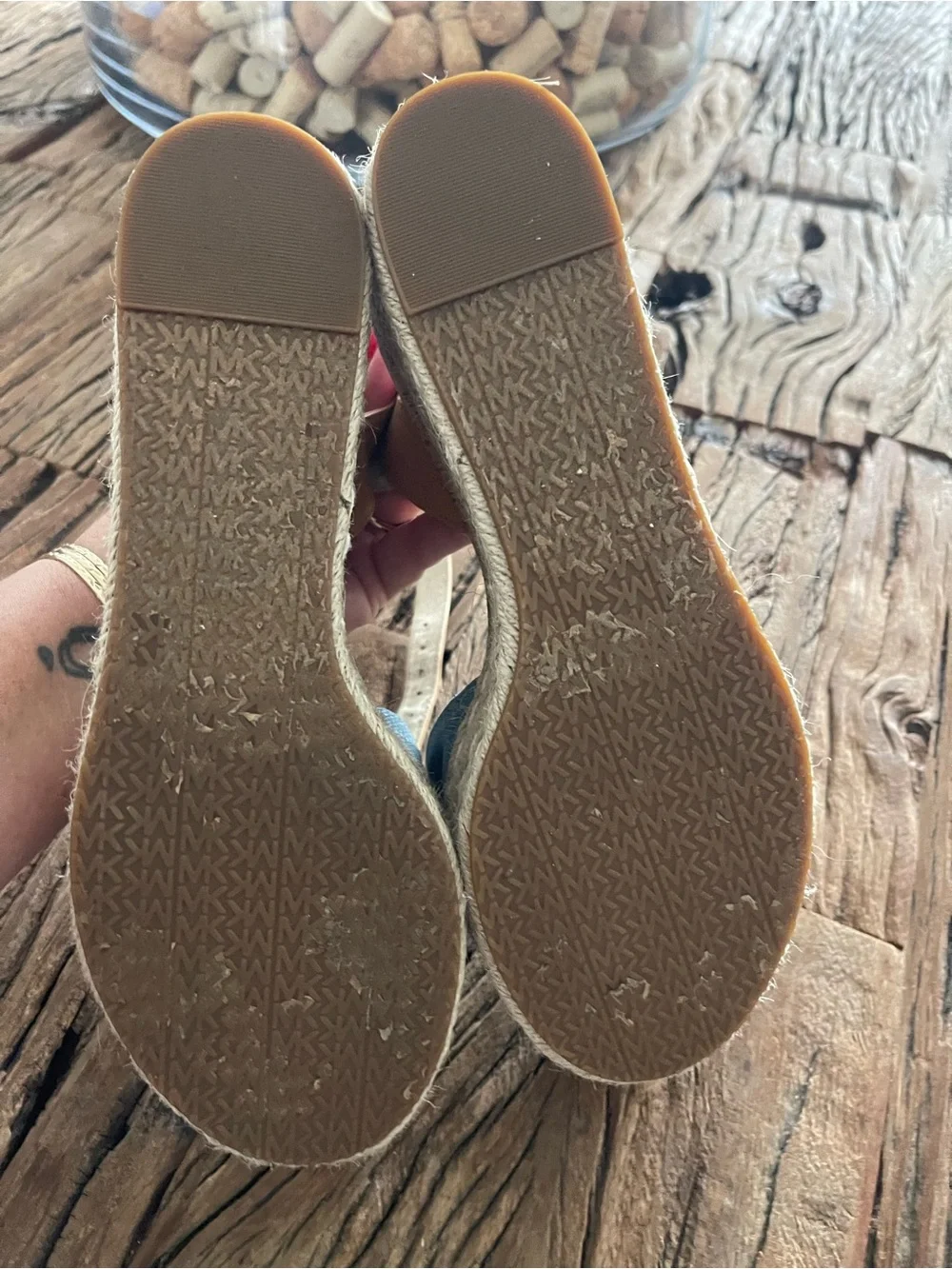 Denim Knot Espadrille Wedge Sandals - Blue